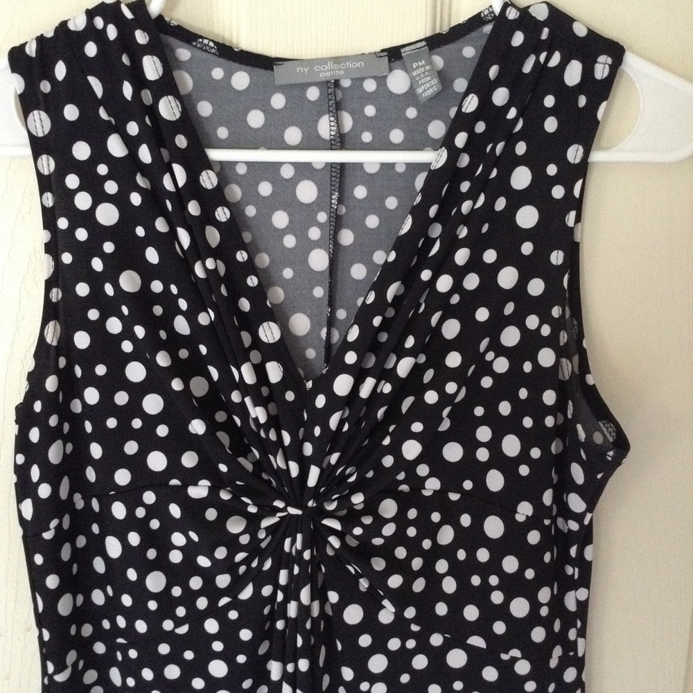 NY Collection Black and White Polka Dot